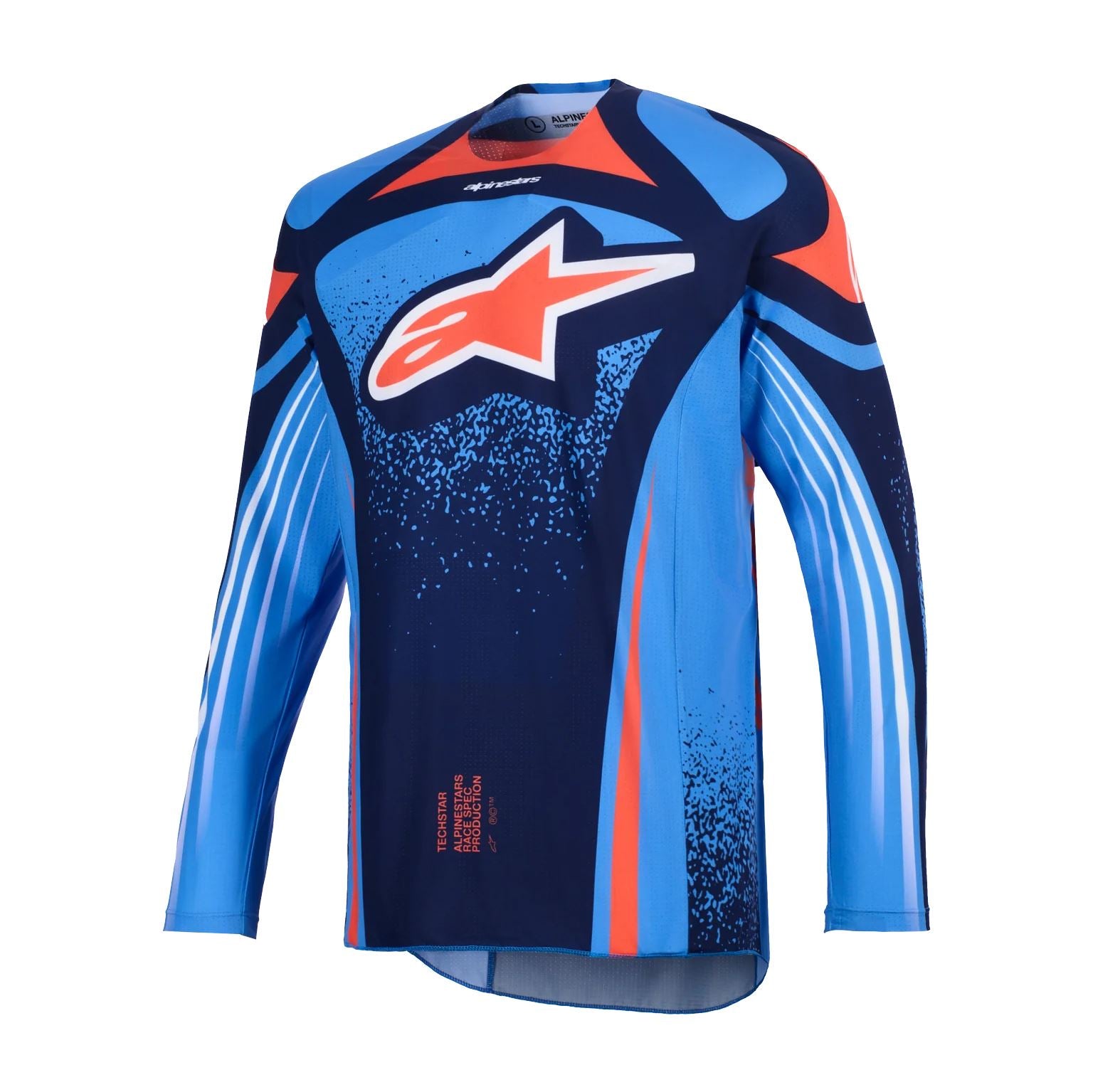 Alpinestars 2026 Techstar Nomur Motocross Jersey Dark Navy Orange Ucla Blue